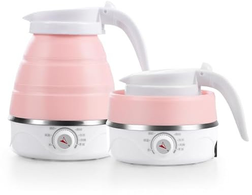 Ixydor Hervidor de agua plegable, 0,6 l, de silicona, mini hervidor de agua para camping, hervidor de agua portátil pequeño con base de acero inoxidable, 5 minutos de cocción rápida para senderismo al