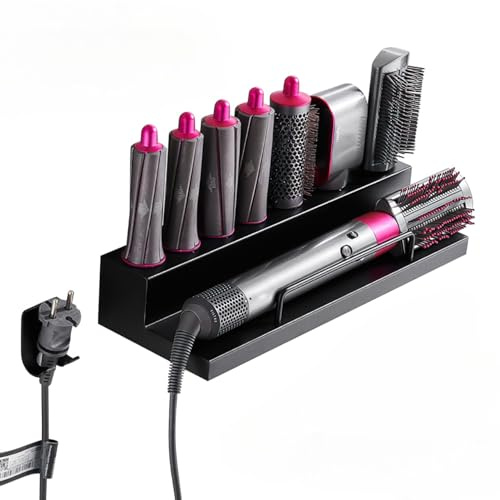 Kinberry Hair Dryer Holder Wall Mount, Adhesive Hair Dryer and Straightener Holder, Hairdryer Holder for Curling Irons Styler Attachments, Compatible with Dyson Hair Dryer