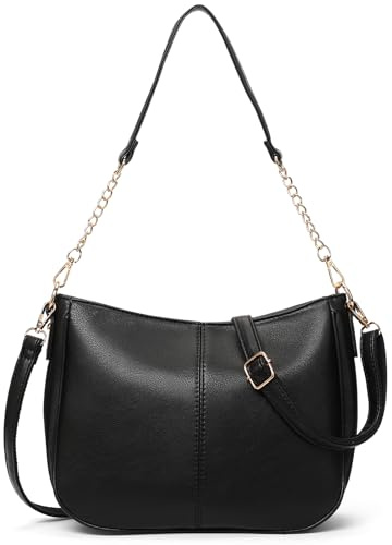 SENDEFN Umhängetasche Damen, Elegante Vintage Crossbody Bag, Kette Umhängetasche Leder Handtasche Shopper Tasche mit Abnehmbarem Schultergurt