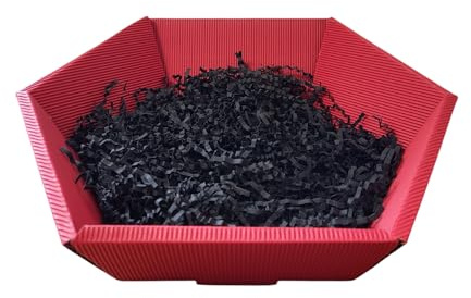 1x Geschenkkorb rot Papierwolle schwarz Präsentkorb