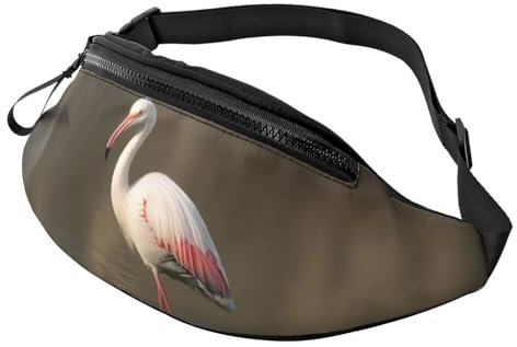 Große Bauchtasche mit Flamingo-Motiv für Herren und Damen, Bauchtasche mit Kopfhöreranschluss und Reißverschlusstaschen, verstellbarer Gürtel für Sport, Laufen, Wandern, Camping, Workout, Radfahren