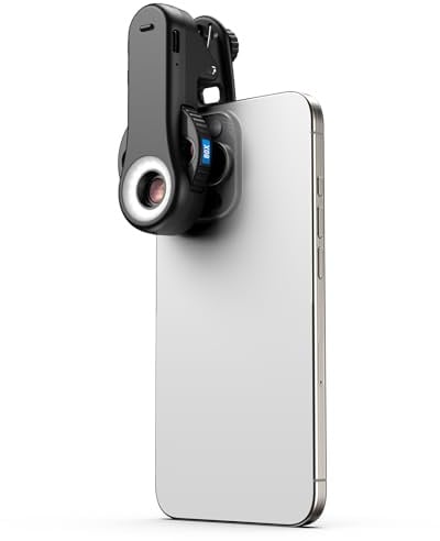 Evil Eye 40X-80X-120X Handy Mikroskop, Smartphone Mikroskop mit CPL-Filter, 16 LED, 8 UV-LED, Raddesign, Mobiles Mikroskop mit Universalclip, Ideal für iPhone 17/16/15/14/13 Serie, Samsung & Android