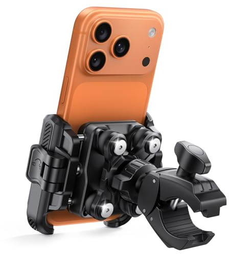 Lamicall Motorbike Phone Holder, [Camera Friendly] Bike Phone Holder Mount | [Dual Anti-Shock] 360° Motorcycle Bicycle Phone Mount with Quick Release Handlebar Clamp, for iPhone 17 16, 6-7.2 Phones
