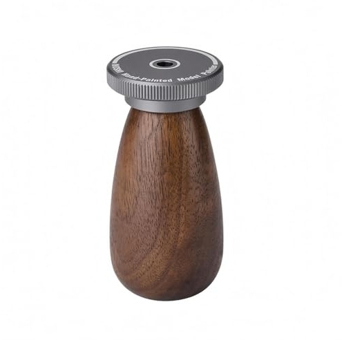 MotiveTech Support de Peinture Miniature Plateau Tournant Socle de Modèle Manche Ergonomique Rotation Continue en Métal et Bois pour Finitions et Retouches, Gris