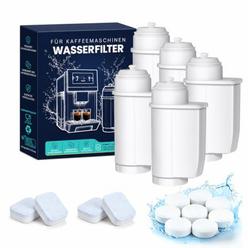 Mutital Wasserfilter Ersatz für Bosch Siemens Kaffeevollautomaten | Mit 5 Wasserfiltern, 4 Entkalkern & 8 Reinigungstabletten, kompatibel mit EQ Serie, TCZ7003 und Intenza