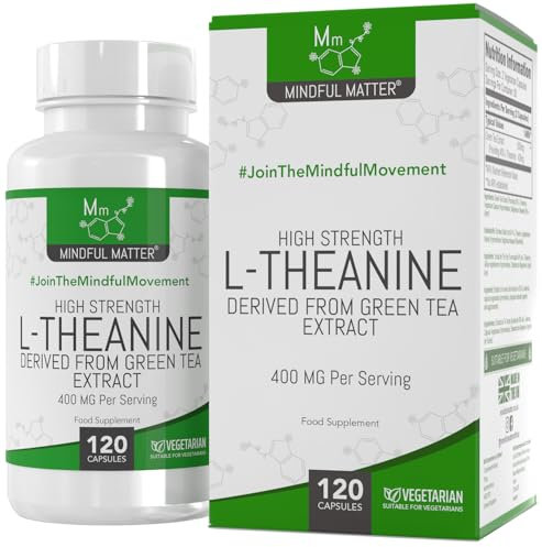 MM L Theanine | 120 L-Theanine Capsules from Green Tea - High Strength 1000mg Green Tea Extract Providing 400mg L'theanine per Serving | L Theanine Supplement | Non-GMO Gluten Free | Made in UK
