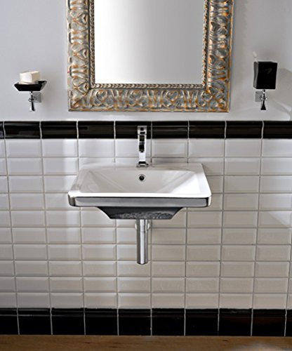 Butterfly Scarabeo Lavabo de salle de bain rétro suspendu/appui blanc/platine 50,5 x 47 cm