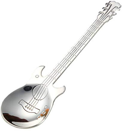 Topker Coffee Spoon Teaspoon Guitar Shape Stainless Steel Musical Coffee Dessert Spoon Ideal for Bar, Home Use, Cafe Shop, Restaurant, Bistro, Dessert Cake Shop Silver