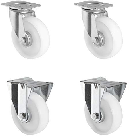 CASCOO SETSPFP160N0N0R1W Rollensatz 2 Lenkrollen, 2 Bockrollen, Polyamid, Durchmesser 160 mm, Transportrollen, Kunststoff, Rollenlager, Traglast 900 kg (4-er Pack)