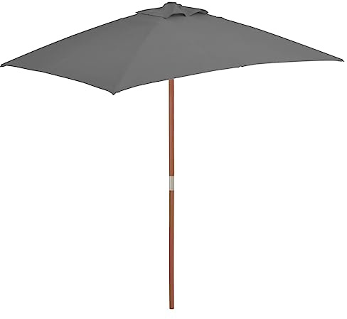 vidaXL Ombrellone da Esterni con Palo in Legno 150x200 cm Antracite