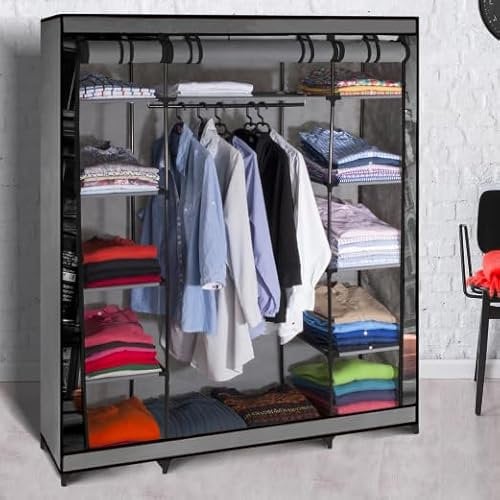 IDMarket – Armario de almacenamiento plegable ropa de tela NEW-YORK vestidor XXL