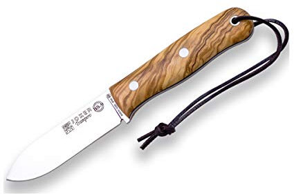 joker Coltello da Caccia CO113 con Mango Legno di ulivo e Lama in Acciaio 10 Sandvik 14c28n cm, 155 Grammi, Include Custodia in Pelle per attività di Pesca, l'Escursionismo, Il Campeggio