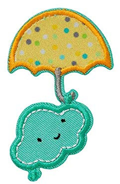 Mono-Quick Bügelbild Aufnäher Patch Applikation zum Aufbügeln Wolke mit Regenschirm 4,0 x 6,5 cm