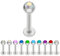 Treuheld® | Silberne LABRET PIERCING mit KRISTALL aus Stahl - [142.] 1.2 x 6 mm (Kugel: 4mm) - crystal