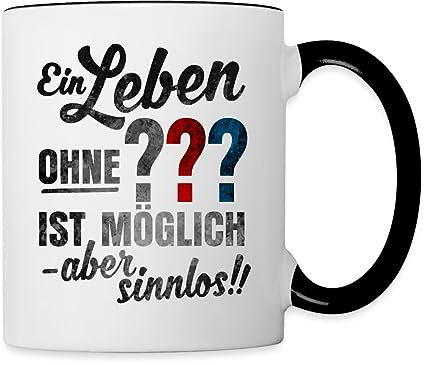Spreadshirt Die Drei Fragezeichen Spruch Tasse Zweifarbig, One size, Weiß/Schwarz