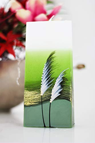 Liatris handbemalte Kerze mit Feder-Motiv, modernes & kreatives Design, stilvolle Dekoration, ideale Geschenkidee, weiß in unterschiedlichen Formen (Segel)