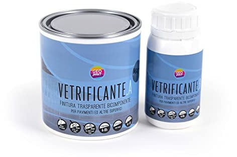 VETRIFICANTE - Vernice poliuretanica all'acqua bicomponente lucida o satinata Certificata HACCP Per pavimenti e superfici in genere 0,750/2,5 Litri Facile da applicare (0,75, Lucido)