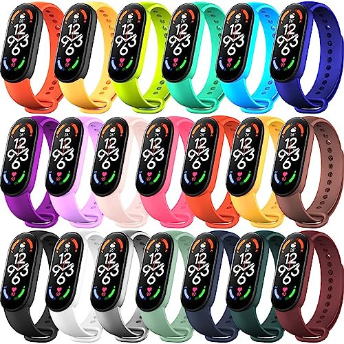 Ersatzarmband für Xiaomi Mi Band 7 / Xiaomi Mi Band 6 / Xiaomi Mi Band 5 / Amazfit Band 5, Armbänder für Mi Band 7 Armband, Silikon für Mi Fit 6, 20 Farben, 20 Stück