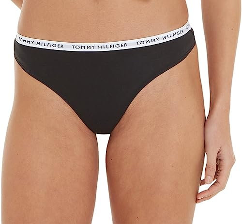 Tommy Hilfiger Perizomi Confezione da 3 Donna Tanga, Nero (Black/Black/Black), XS
