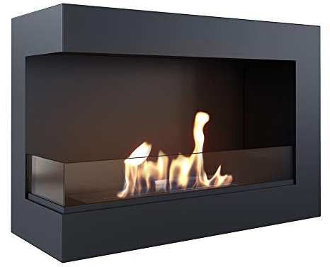 KRATKI Eckkamin Delta | Biokamin 900 x 280 mm | Wandkamin mit Verglasung 4 mm | Ideal für offene und Moderne Innenräume | TÜV - Rheinland geprüft | Offen nach Links