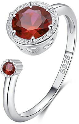 Qings Birthstone Ringe aus Geburtsstein 925 Sterling Silber, Kleine Zirkonia Verstellbare öffnen Ringe