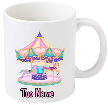 Little Flight CAROSELLO GIOSTRA Taza de cerámica personalizada de 325 ml para bebidas calientes o frías Carrusel Giestra
