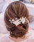 Edary Hochzeit Blume Haar Rebe Gold Perle Stirnband Braut Blatt Kopfschmuck Haarschmuck für Frauen Braut