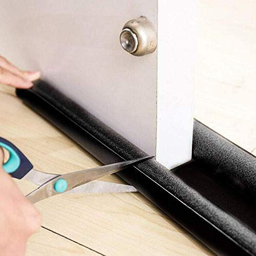 1 Pièce 94cm Butée de Porte Flexible Boudins de portes et Isolation Bas de Porte Double Isolant Anti Froid Solant Double Protection Contre les Courants d'Air (Noir)