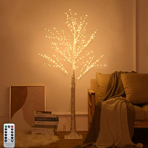 LED Lichterbaum 150 cm Baum Lichter Birkenoptik 304 LEDs Warmweiß Weihnachtsbaum lichter mit Fernbedienung 8 Lichtmodi Verstellbare Äste Weihnachtsdeko Baum mit Beleuchtung für Hochzeit Festival Party