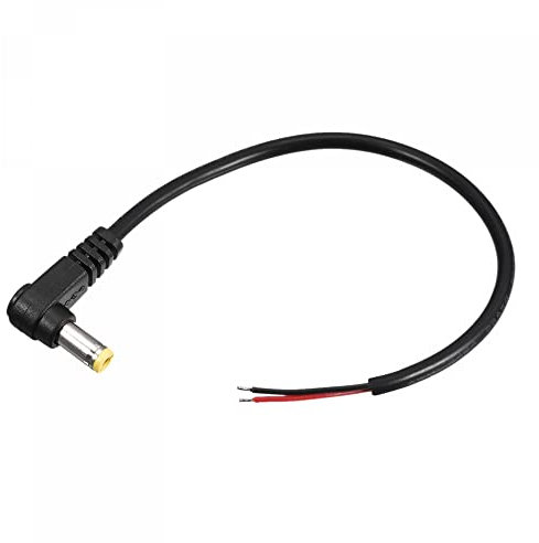 sourcing map 5.5mm x 2.1mm 90 Degree Right Angle DC Power Male Plug Jack to Bare Wire Open End Pigtail Power Cable Repair for Camera CCTV 0.25m Pack of 2