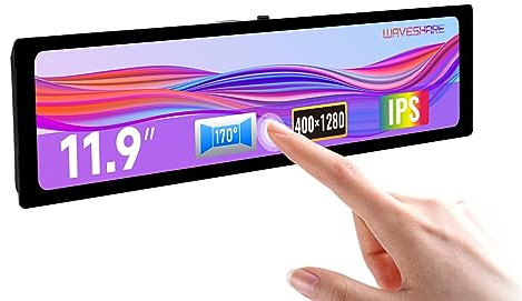 Waveshare 11.9inch IPS Capacitive Touch Control Panel Screen Compatible with Raspberry Pi 4B/3B+/3A+ 320×1480 Resolution DSI Interface LCD