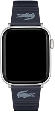 Lacoste Apple Watch Armband für Herren und Damen aus Marineblauem Leder mit Geprägten Streifen - 2050030