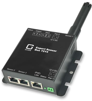 GUDE 721411 Expert LAN-Sensor für Temperatur und I/O-Monitoring, PoE
