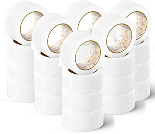 OFITURIA Klebeband, weiße Farbe, Klebeband zum Verpacken und Organisieren Ihrer Kartons und Sendungen, Siegel in verschiedenen leuchtenden Farben 66 m x 48 mm (24 Einheit - Weiß)