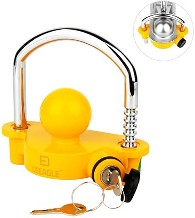 DEEAGLE Cerradura Universal de Enganche de Remolque con Llaves Iguales, se Adapta a acopladores de 1-7/8 Pulgadas, 2 Pulgadas y 2-5/16 Pulgadas, Ajustable para caravanas, Barcos y Accesorios de