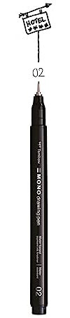 Tombow Fineliner MONO drawing pen, Strichstärke 02 (ca. 0.30 mm), Pigmenttinte, Wasser- und Lichtresistent, für Skizzen, zum Illustrieren und Zeichnen, Schwarz, WS-EFL-H-02