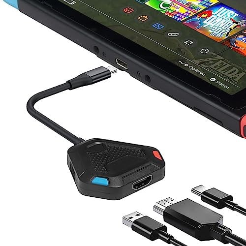 3 in 1 Switch Dock für Switch/Switch OLED,Portable Switch TV Adapter mit 4K HDMI,USB 3.0 Port,Type C PD2.0 Aufladung,Switch Docking Station Switch USB C zu HDMI (Schwarz)