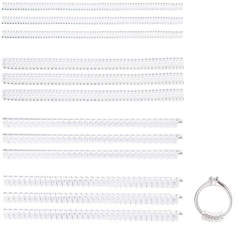12-Teiliger Ringgrößenversteller, Unsichtbarer Reduzierring, Ringreduzierer, Ringspanner, Ringreduzierer, Transparente Federschnur, Ringzubehör, Ringverstellset, 4 Spezifikationen