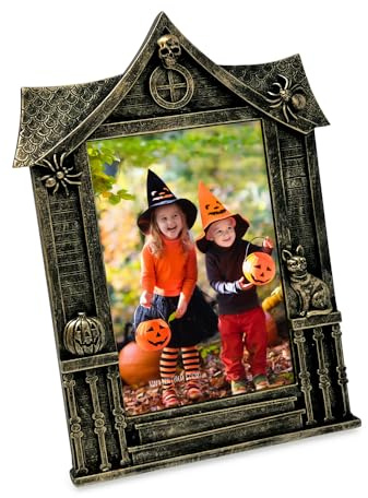 Isaac Jacobs Halloween-Bilderrahmen, 10,2 x 15,2 cm, Spukhaus-Form, Schwarz