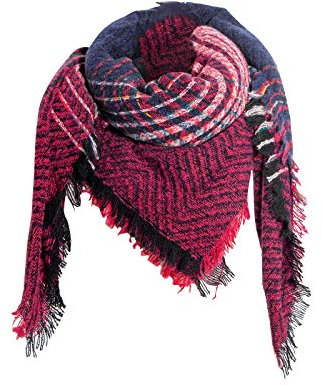 AMhomely Damen-Schal, Strickmuster, warmer Schal, Pashminas, Kaschmir, Strickschal, Winter, lang, weich, warm, einfarbig, Farbverlauf, gestrickt, mit Quaste, C, One size