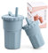 LittlesJoy Silikon-Eltern-Kind-Strohbecher, BPA-frei, hitzebeständig, Silikon-Trinkhalm-Babybecher-Set, Silikonbecher für große Kinder, Kleinkinder, Babyartikel (Äther)