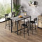 BTM Bar Table Set with 4 Chairs, Bar Table and Chairs, Modern Counter Height Kitchen Dining Table for 4,Simple and Stylish Dining Table Set, Stool with Backrest