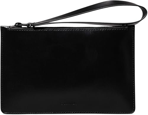 Calvin Klein Herren Pouch Tasche Glow Zipped Pouch Flach, Schwarz (Ck Black Leather), Einheitsgröße
