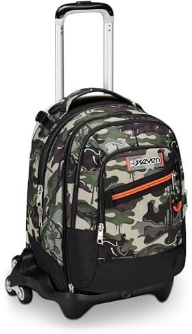 Seven Trolley Scuola Jack Detach 3 Ruote, Verde, Lightventure, 3 in 1, Zaino Con Carrello Sganciabile, Tasca Amovibile Uso Zainetto e Crossover System, Zaino Scuola Viaggio, Bambino Ragazzo