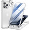Miracase Glass Case for iPhone 15 Pro Max Case 6.7-Inch, Full Body Bumper Clear Back Cover and Built-in 9H Tempered Glass Screen Protector + Camera Lens Protector (Matte Clear)