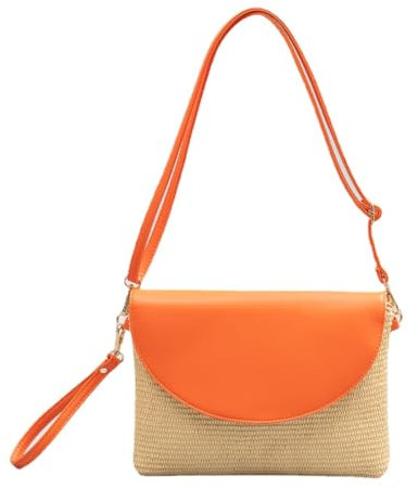 VONCYKI Pochette da donna, borse estive in paglia, borse in tessuto inclinato, borse a tracolla incrociate da donna, Arancione
