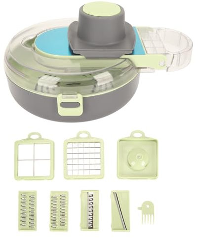 9 in 1 Vegetable Chopper Cutter, Stainless Steel Veggie Dicer Tool with Container, Multifunctional Veggie Chopper Slicer Dicer Pro Onion Chopper Food Chopper for Home Restaurant(Green)
