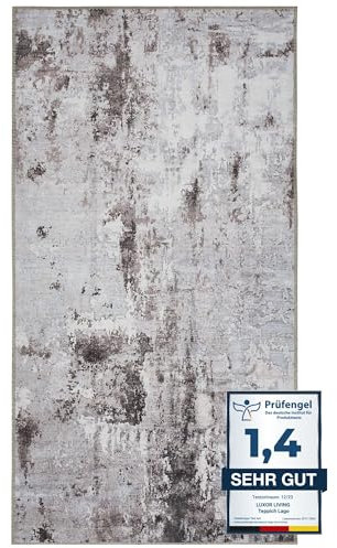 -LUXOR- living In- und Outdoor Teppich Lago, dünner waschbarer Teppich für Camping, Terrasse oder Wohnbereich, wetterfest, 80 x 150 cm, Anthrazit-grau