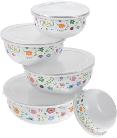 LABRIMP 1 Juego De Cuencos De Conservación De Esmalte Recipiente Esmaltado Con Tapa Cuenco De Sopa Para El Hogar Cuencos Esmaltados Con Tapas Cuenco De Cocina Cuenco De Fideos