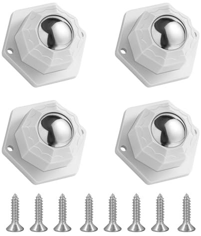 4 Stück Möbelrollen Schwerlast,Rollen für Möbel,Kugelrollen zum Kleben,Kleine Flach Rollenrad,Selbstklebend Mini Möbelroller,Selbstklebendes Möbelgleiter Anschrauben,für Furniture Tisch (Weiß)